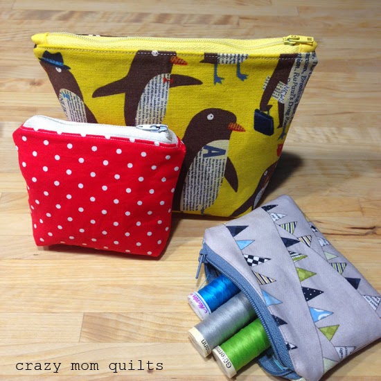crazy mom quilts: a trio of zip pouches