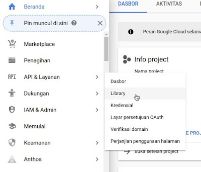 API & Layanan > Library Google Cloud Console