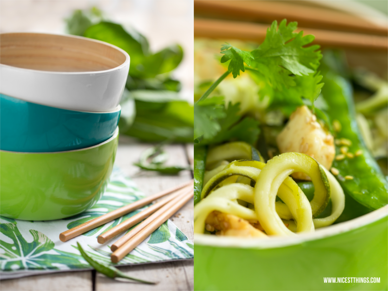 Thai Zucchini Spaghetti Zoodles mit Pak Choi und Tofu #thai #zoodles #zucchini #cleaneating #lowcarb