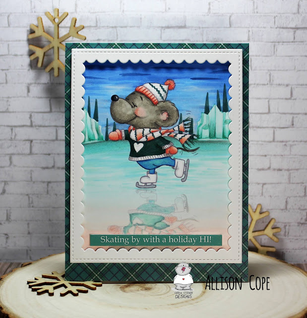 Skating By Card by Allison Cope featuring the Gerda Steiner Designs digital stamp, "Ice Skating Mouse"