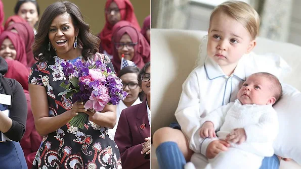 Prince George and six-week-old Princess Charlotte