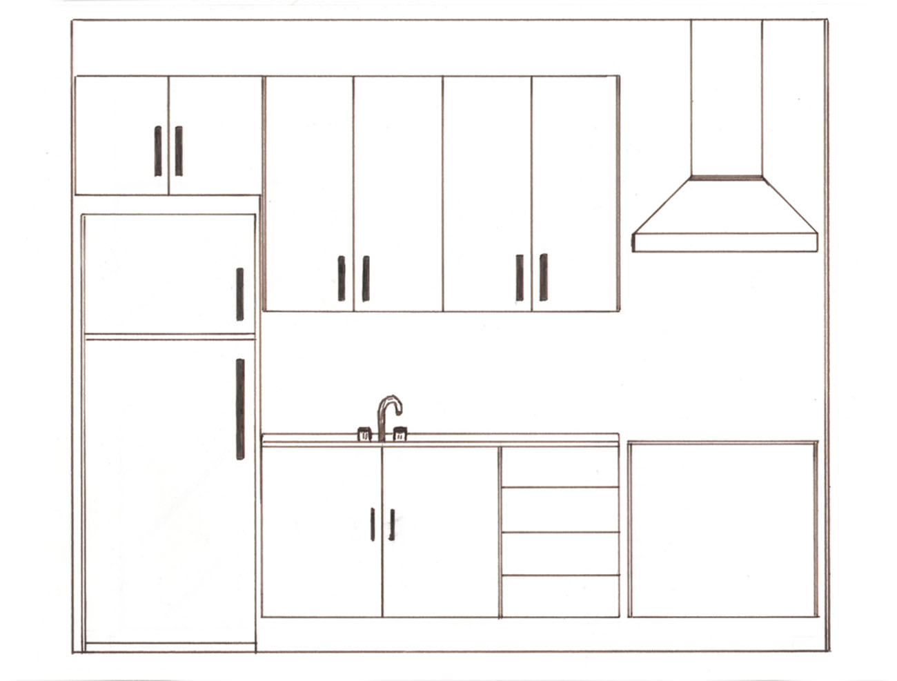 Desenho de cozinha com eletrodomésticos adequados
