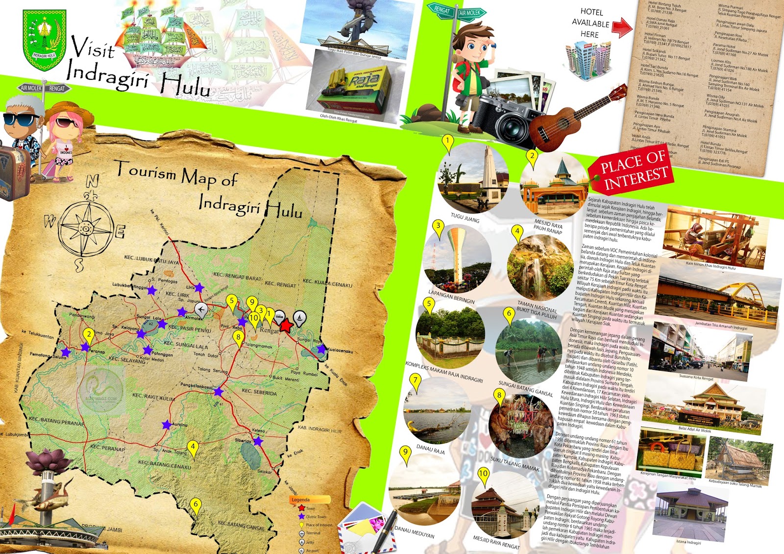 Peta Wisata Kabupaten Indragiri Hulu (Inhu) Tourism Map
