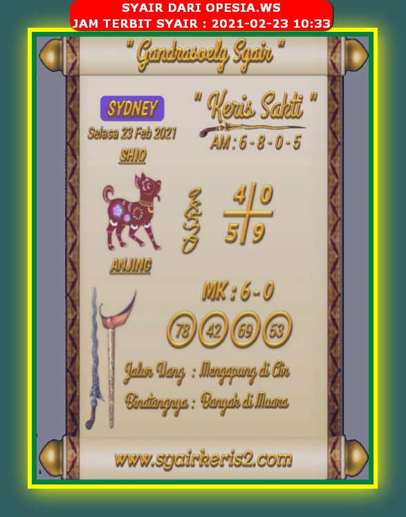 Kode Syair Sydney Selasa 23 Februari 2021 Kumpulan Syair Toto