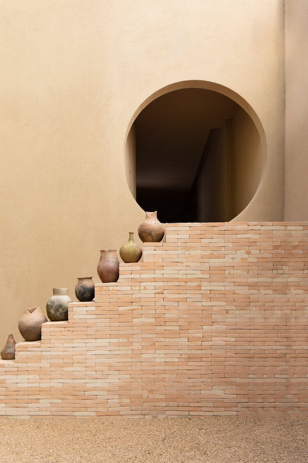 Terracotta vases brick stairs