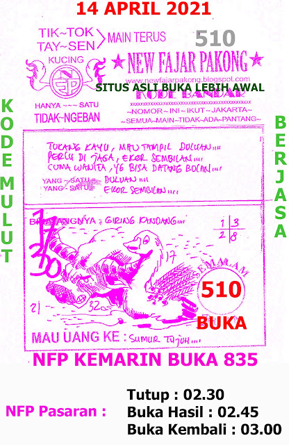 Syair Hongkong 15 April 2021