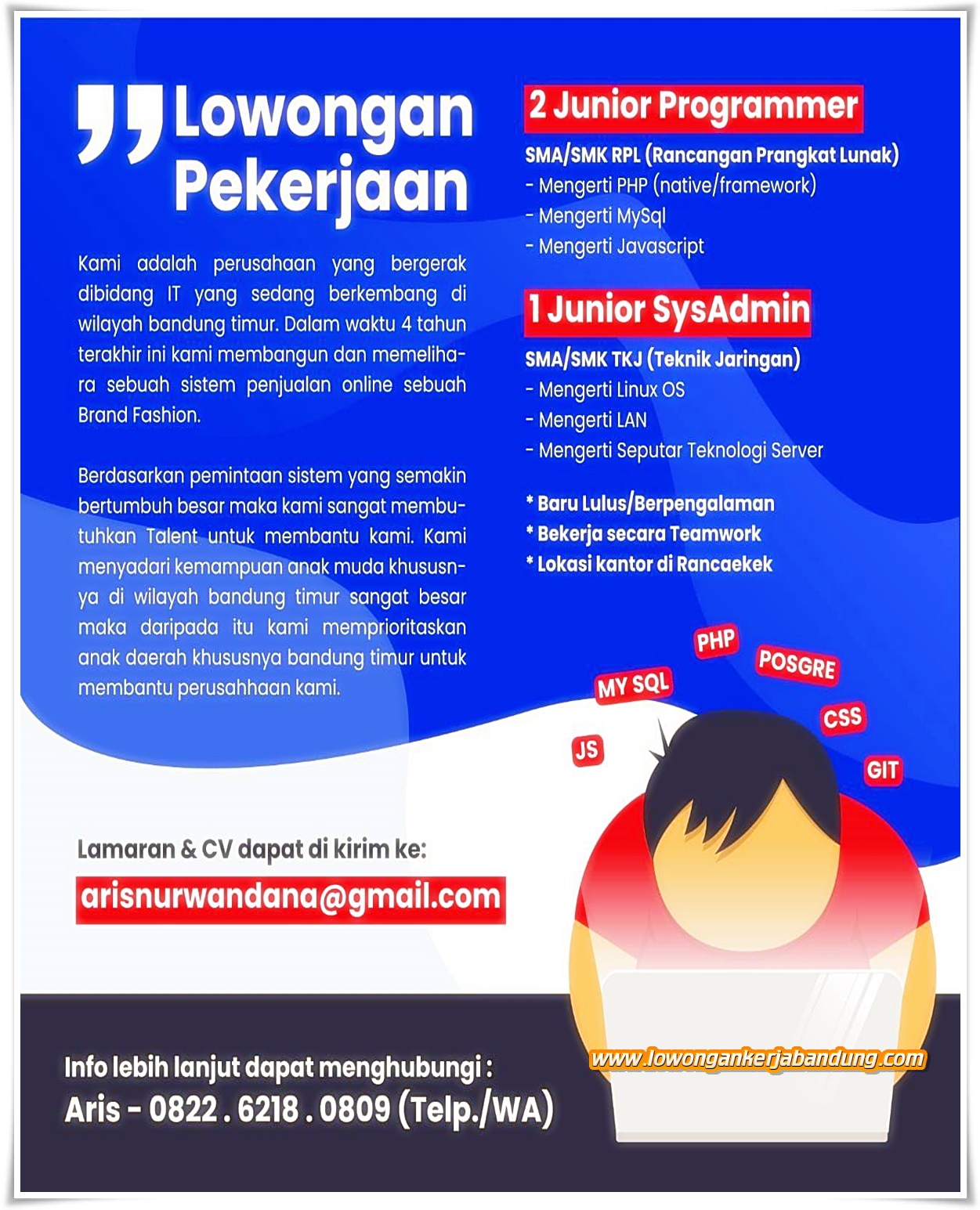 Lowongan Kerja Karyawan IT Penjualan Online di Bandung - Lowongan Kerja