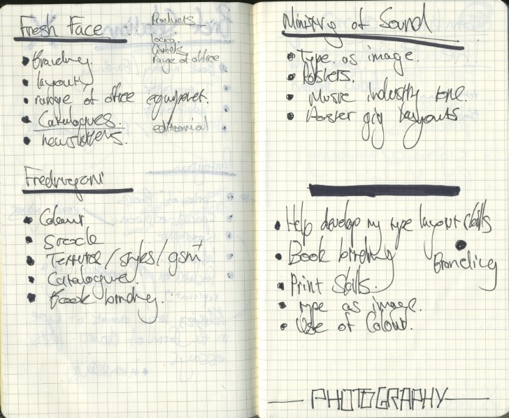 Design Practice Sketchbook notes