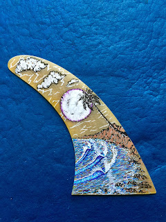 Custom painted surfboard fin by Paul Carter