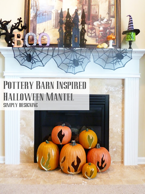 Pottery Barn Inspired Halloween Mantel | #spookyspaces #pumpkins #pumpkincarving #halloween #funkins