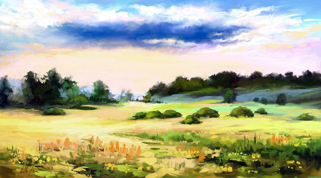 Lyric summertime digital landscape painting by Mikko Tyllinen