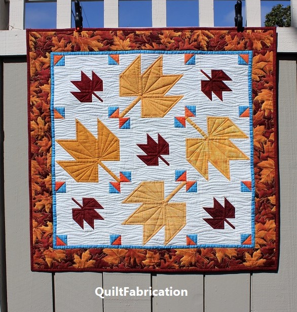 Fall Leaves wall hanging quilt by QuiltFabrication