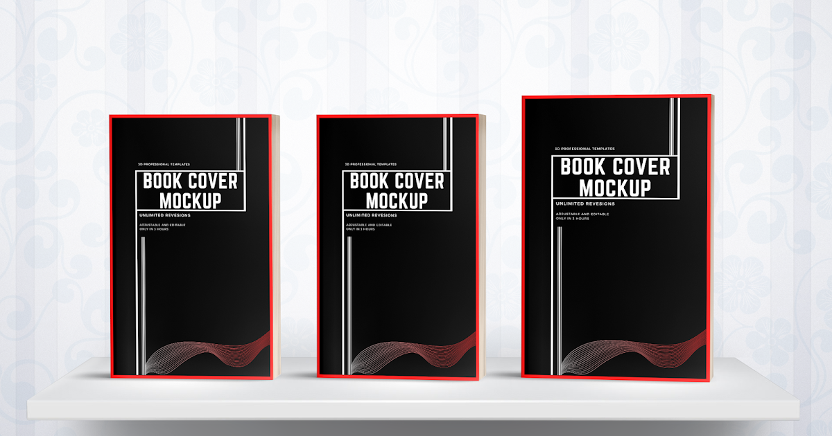 Mockup 072Bookshelf Mockup with 3 Books