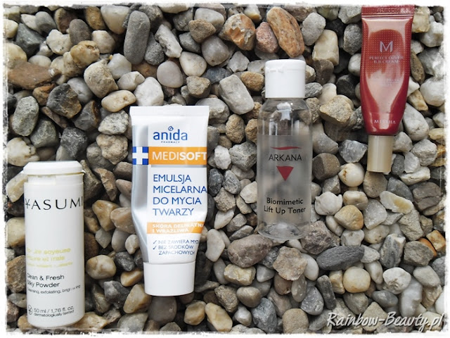 Projekt denko: Listopad + mini recenzje kosmetyków puder-yasumi-anida-arkana-missha-bb-cream-tonik-micelarny-zel