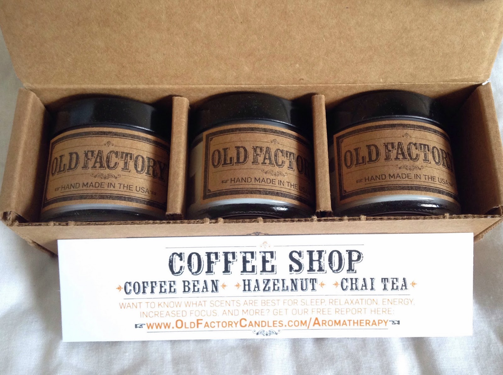 Old Factory Candle Review: Coffee Shop scented candles in their adorable packaging