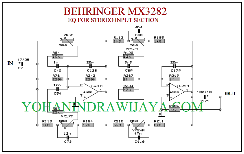 BEHJRINGER MX3282A TONE CONTROL