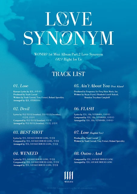 wonho love synonym right for us tracklist