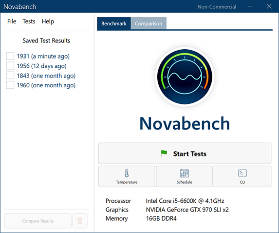 Software di benchmarking Novabench
