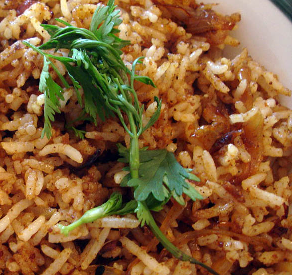 Sweet Potato Leaves with Onion Fried Rice