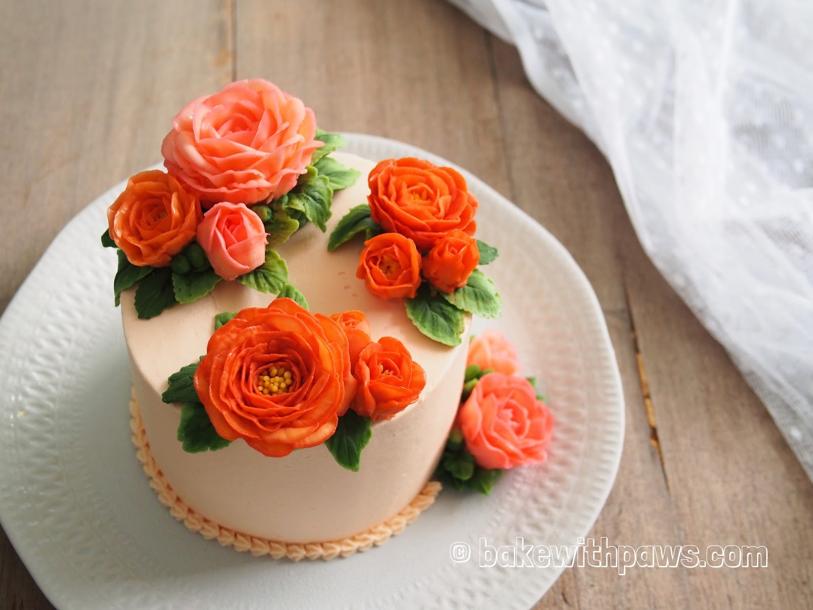 Korean Buttercream Flowers Cake 26 BAKE WITH PAWS