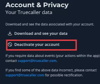 deactivate truecaller account step 2