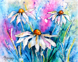 daisy watercolor flowers petals kisling martha week heart