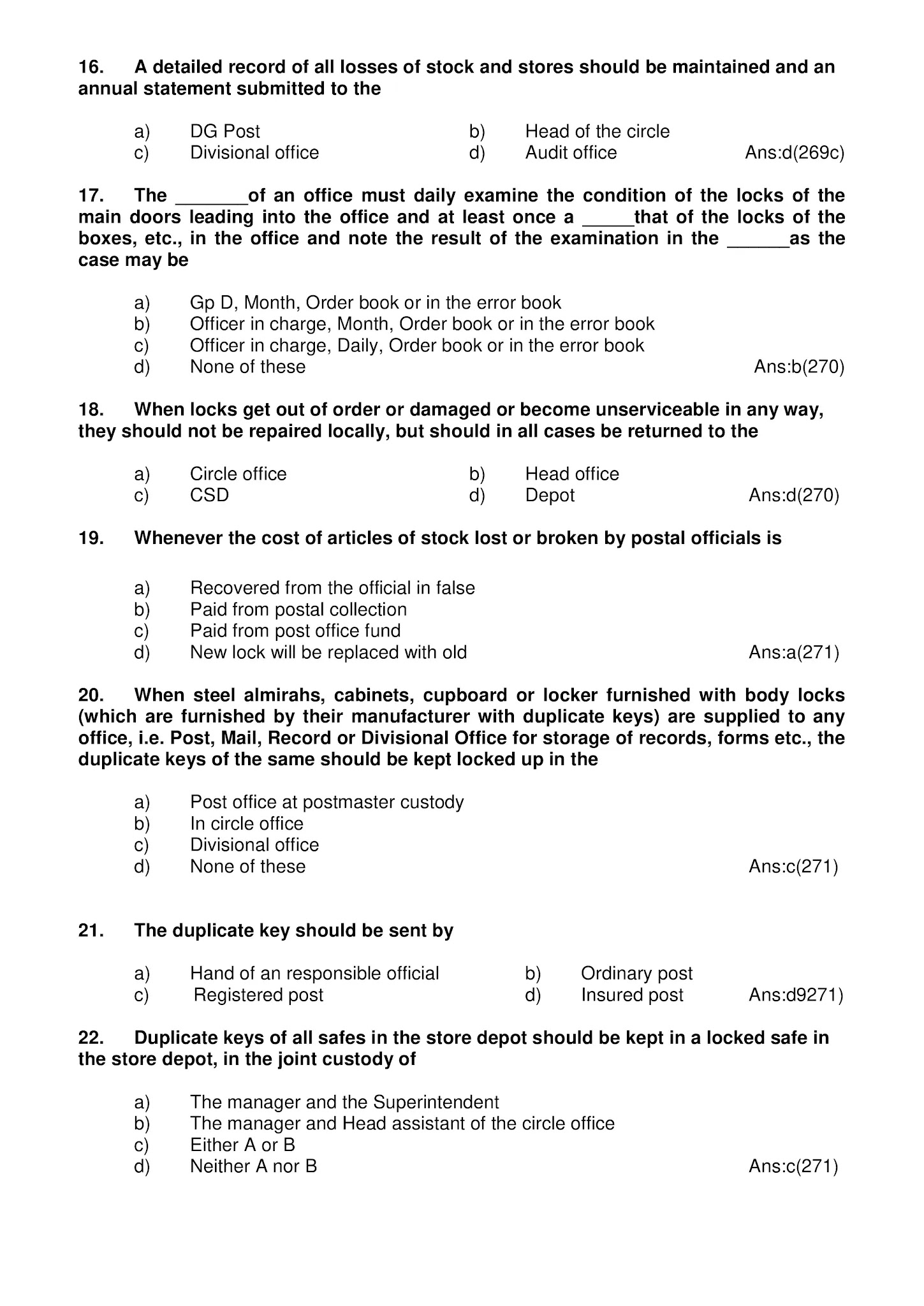 Postal Manual Volume II MCQs | IPO/PSS Group B Exam MCQs/Quiz | Postal