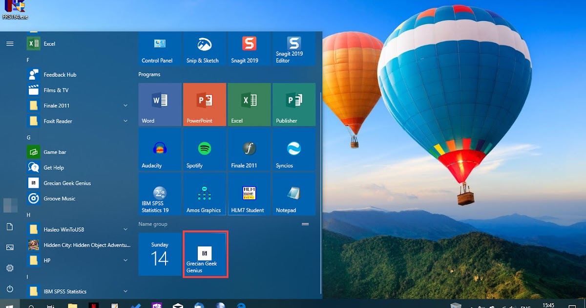 Grecian Geek Genius Καρφίτσωμα συνδέσμου στο Start Menu (Windows 10)