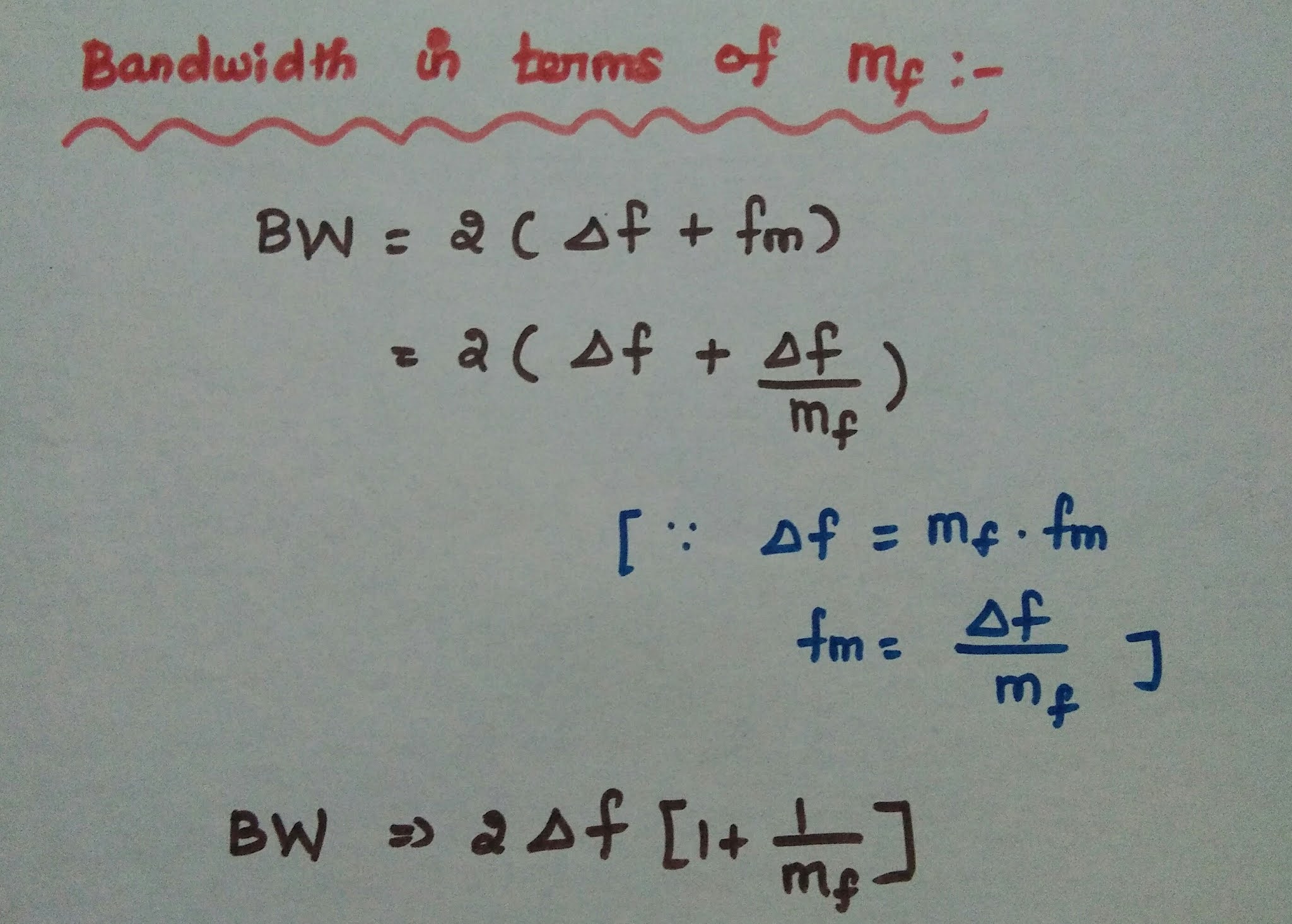 Transmission Bandwidth of FM Carson's Rule Bandwidth of NBFM & WBFM