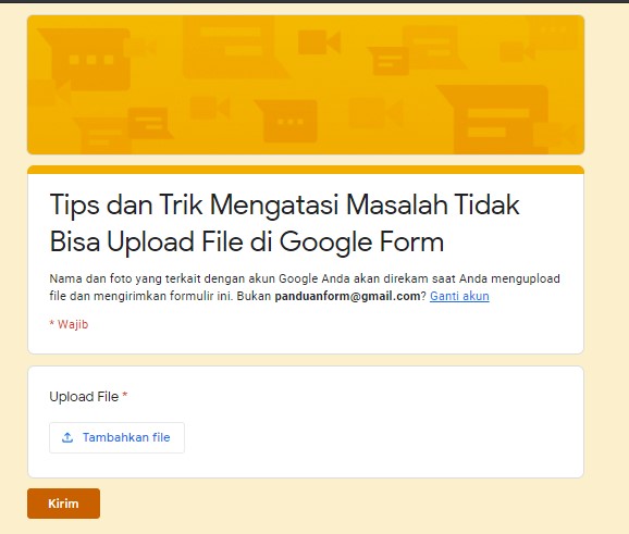 Tidak bisa upload foto di google form