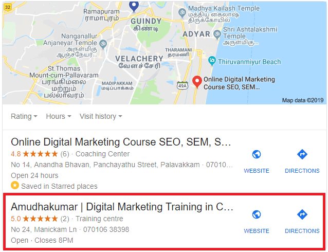 Amudhakumar Digital Marketing Training for local business listing