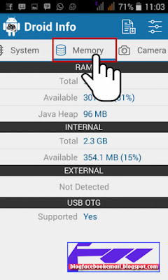 cara mengetahui spek RAM di  hp android dengan aplikasi droid hardware info