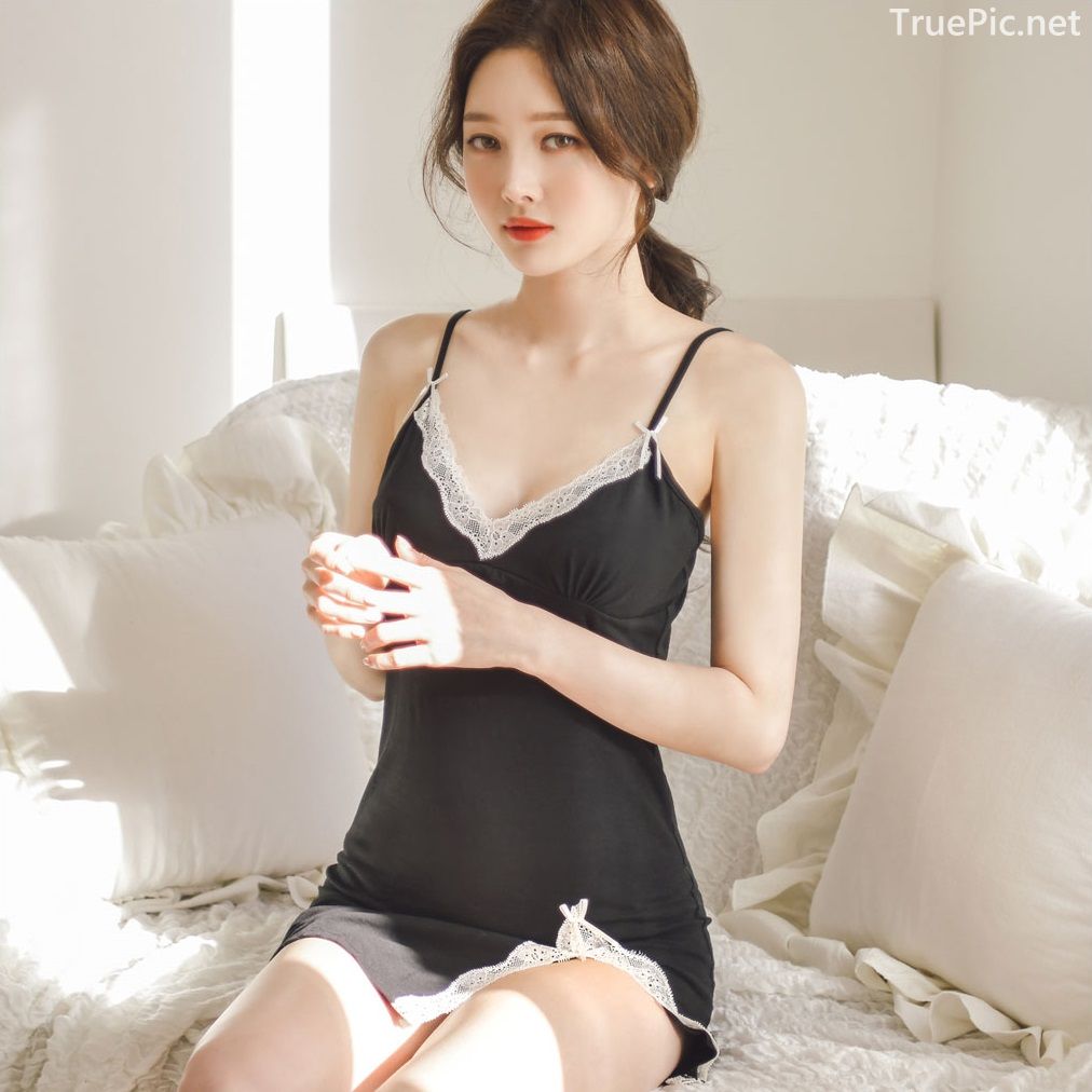 Kim Hee Jeong - 2 Black Sleepwear Sets - Korean fashion and model - Picture 3