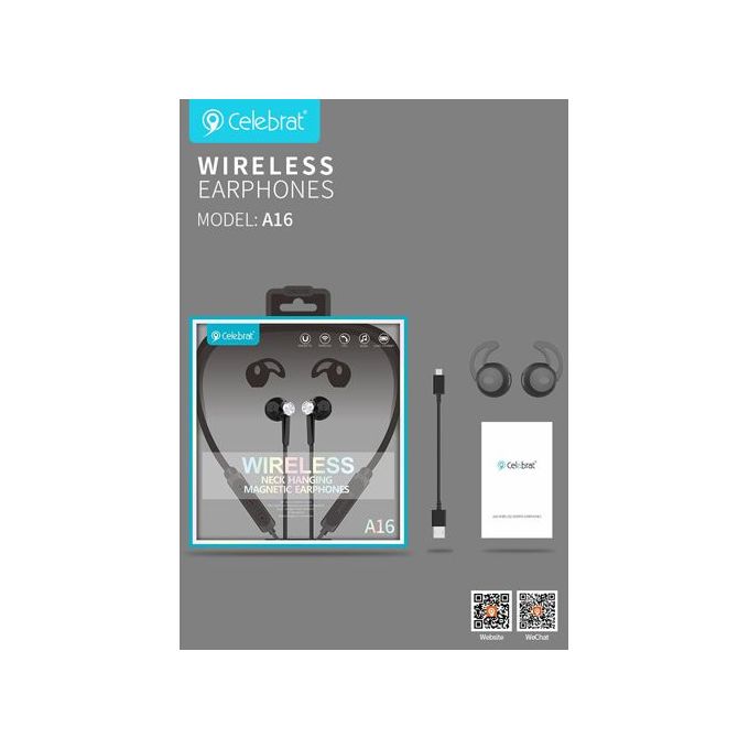 Celebrat A16 Wireless Neck Hanging Earphone Black 7agat Online