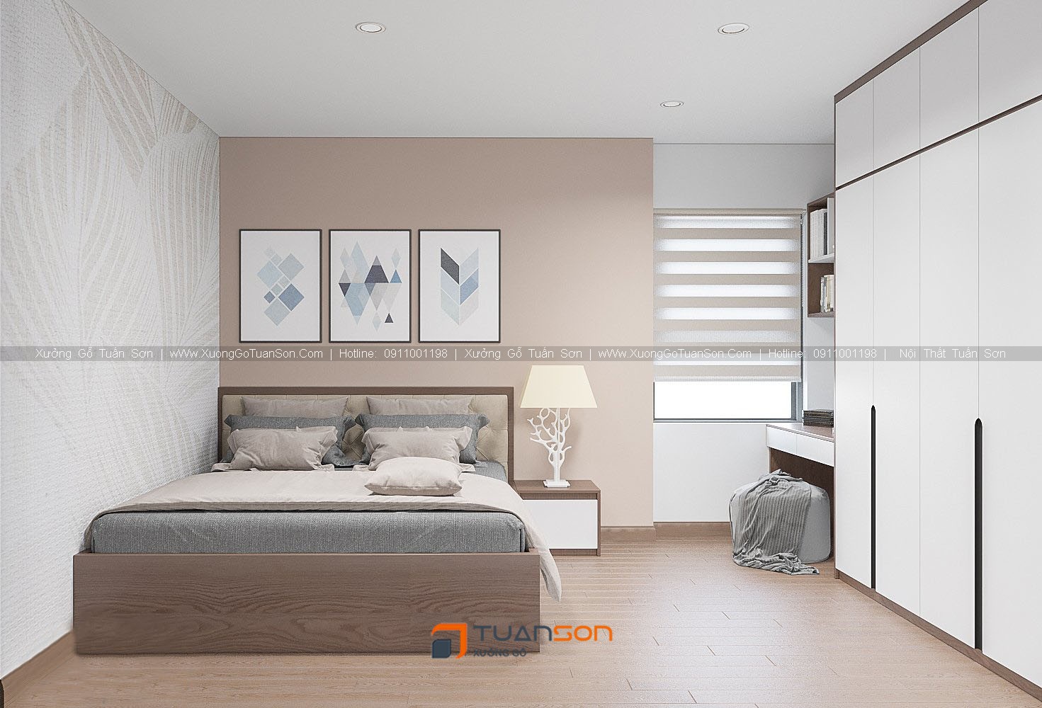 Thiết kế nội thất căn hộ 2 phòng ngủ (căn góc) IEC Thanh Trì Thiết kế nội thất căn hộ 2 phòng ngủ (căn góc) IEC Thanh Trì