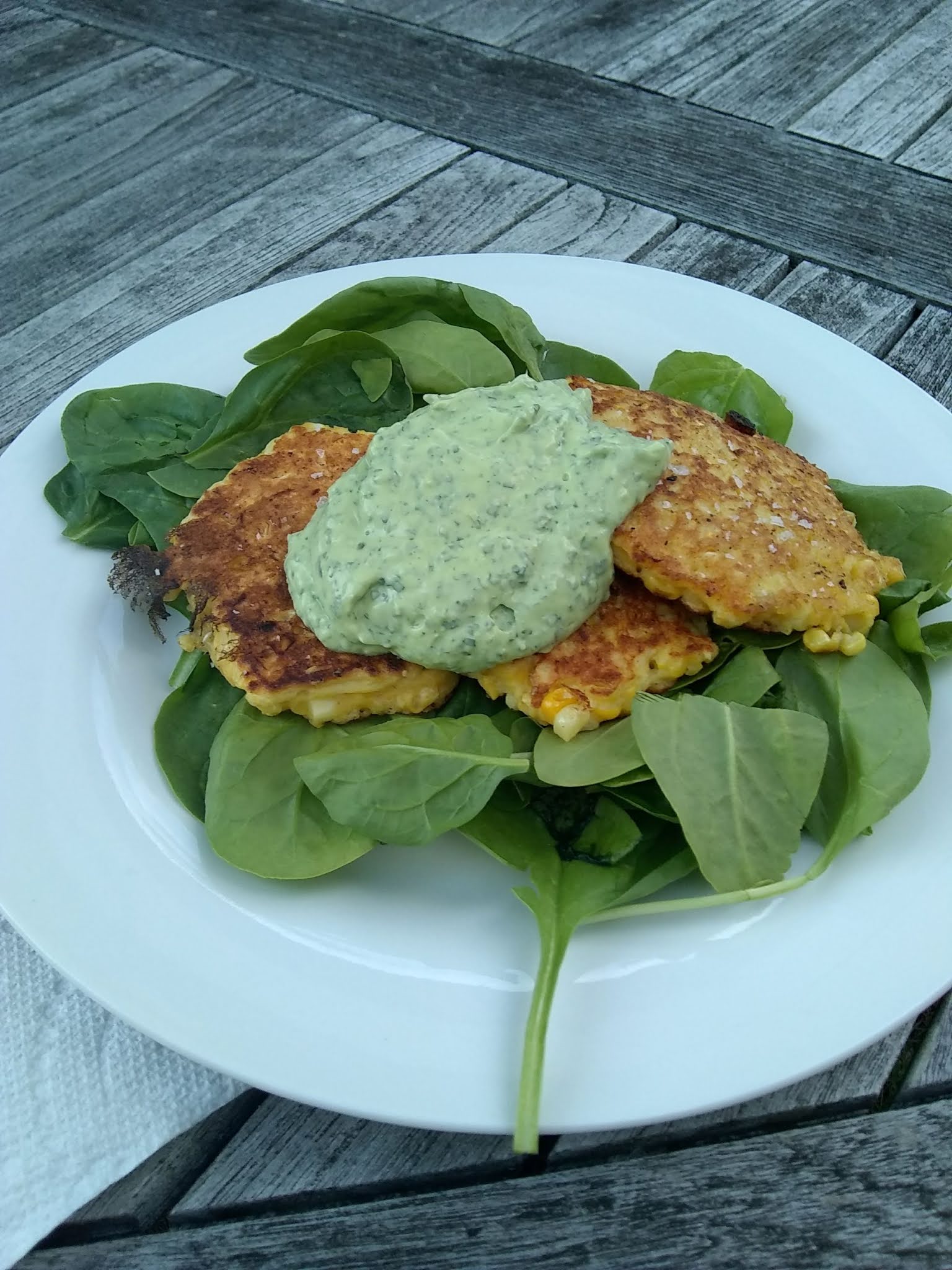 Settlers Like Us Settlers Eat Corn Fritters with Herbed Yogurt Sauce