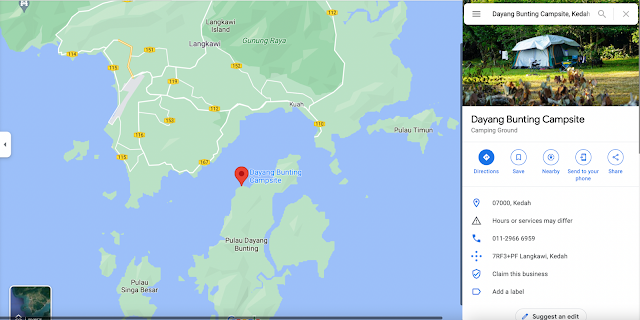 Lokasi Dayang Bunting Campsite daripada Google Maps