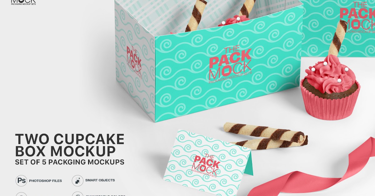 Cupcake Packaging Mockups Box Of Two Cupcakes
