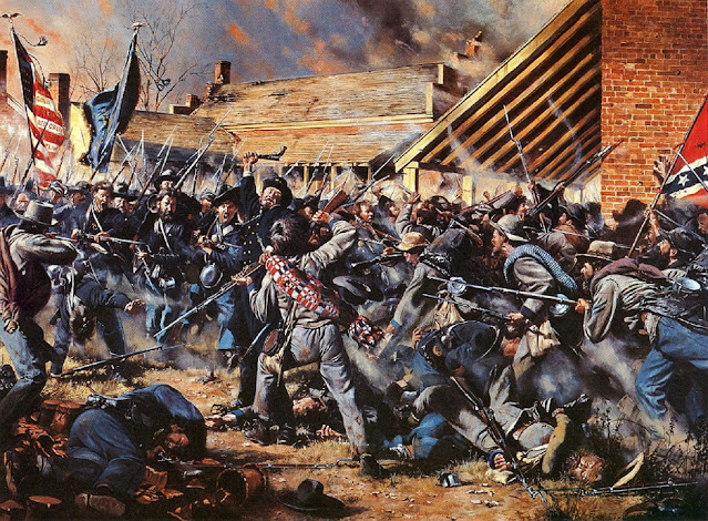 Кульминация сражения: прорвавшихся в город конфедератов контратакует бригада Опдайка.