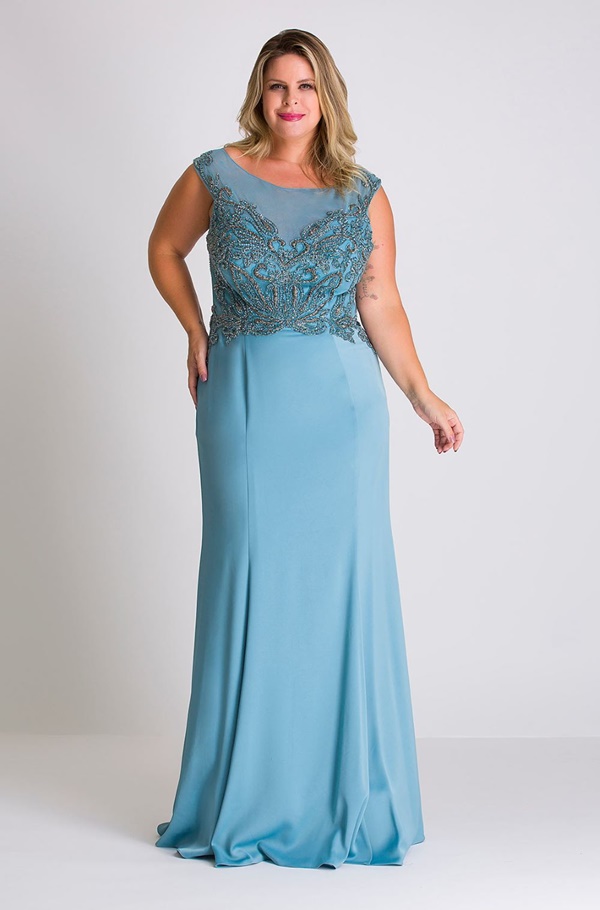 vestido longo azul serenity plus size para madrinha de casamento