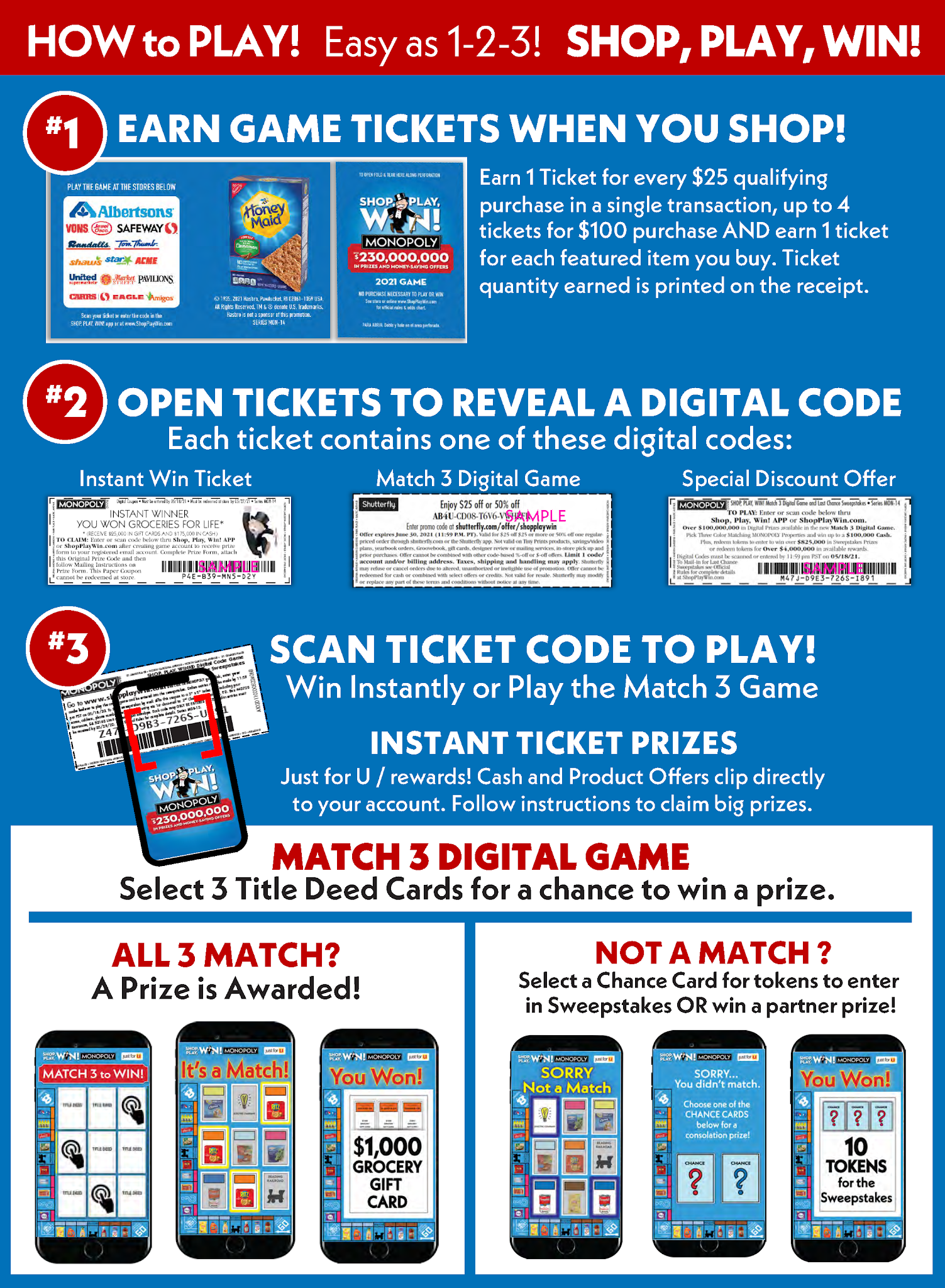 Chief Family Officer Shop, Play, Win! Monopoly at Albertsons/Vons