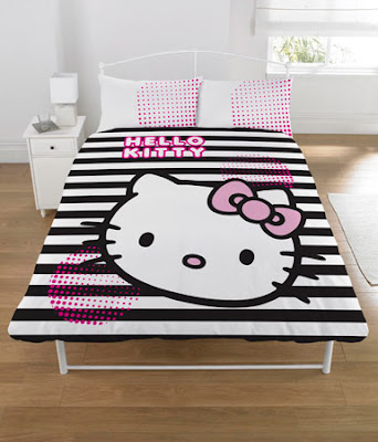 Hello Kitty stripey bed sheets and duvet cover