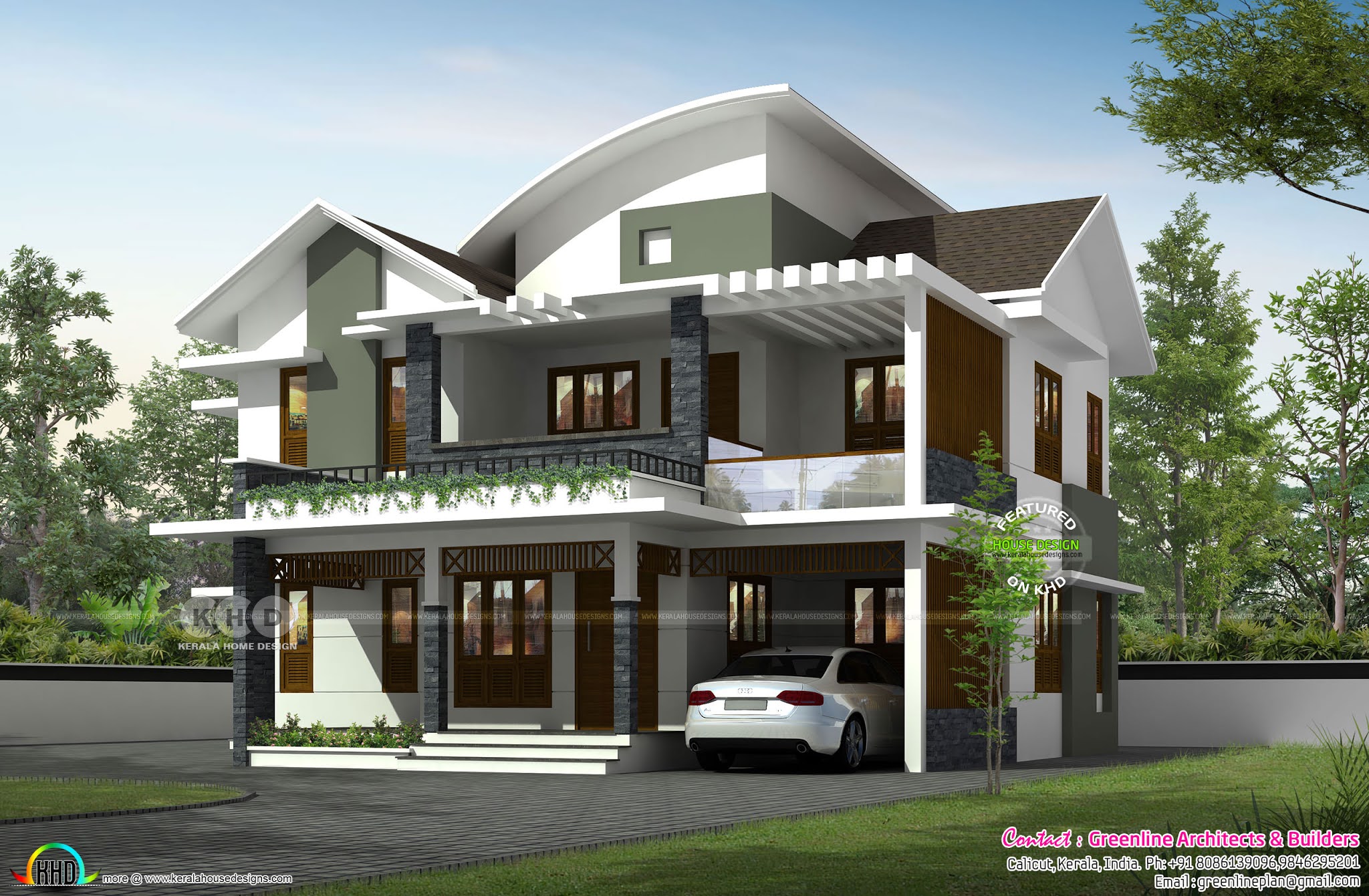 2800 sqft 4 bedroom mixed roof house plan Kerala Home Design and
