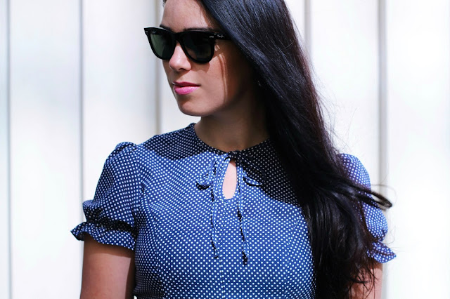Archive By Alexa Chung M&S polka dot dress - UK style blogger Emma Louise Layla