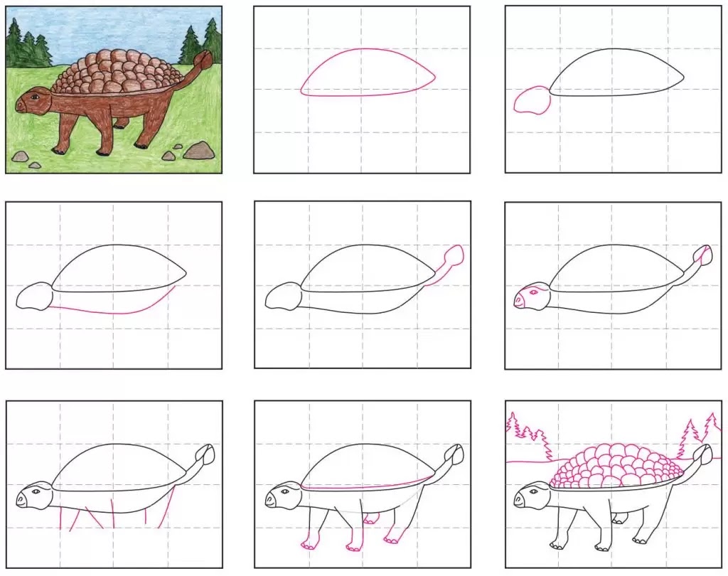 Huong dan ve khung long Ankylosaurus theo tung buoc