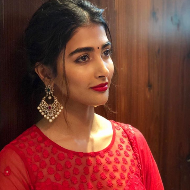Actress Pooja Hegde Latest Hot Pics In Red Dress 22