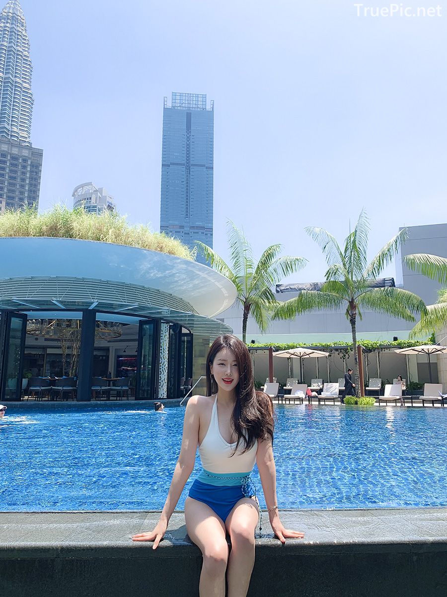 Korean fashion model Son Yeon Soo - Pocari Blue Color Monokini in the city - Picture 7