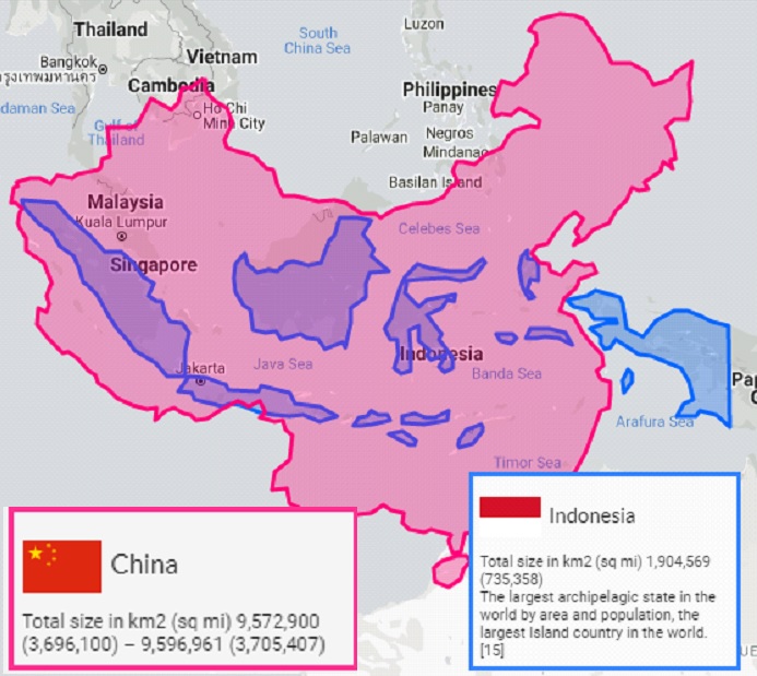 Is China or Indonesia bigger?