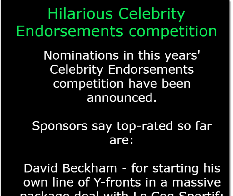 Hilarious Celebrity Endorsements competition veryfunny