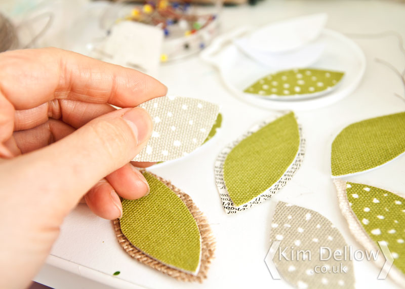 Making tree leaves from the Rayna Apple fabric